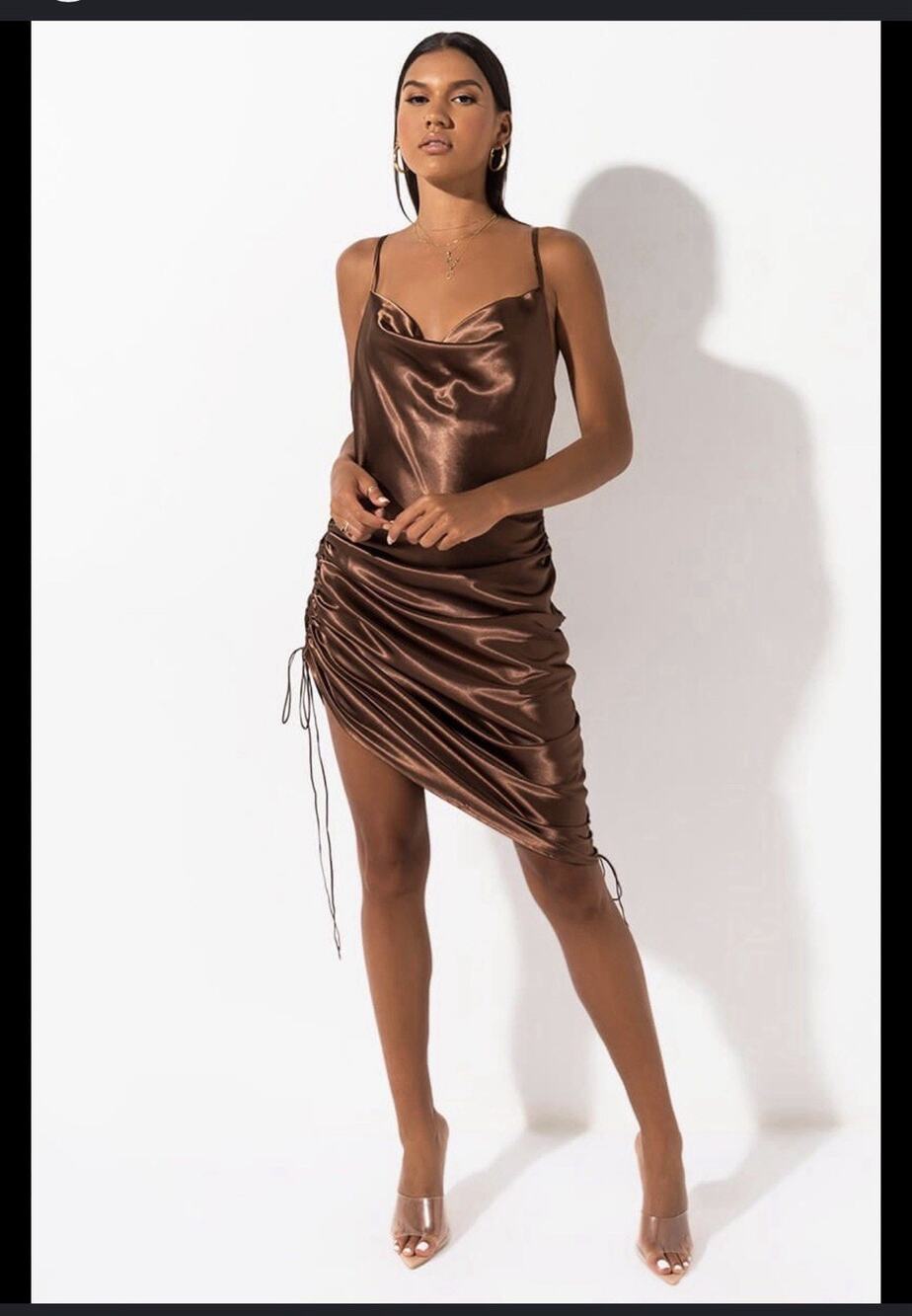 NEW ENVL Slip Dress Sexy Minimalist Quiet Luxury Wedding Midi Evening Copper S